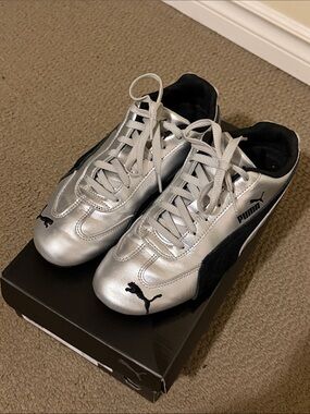 Puma Silver and Black Women's Low-Top Sneakers
